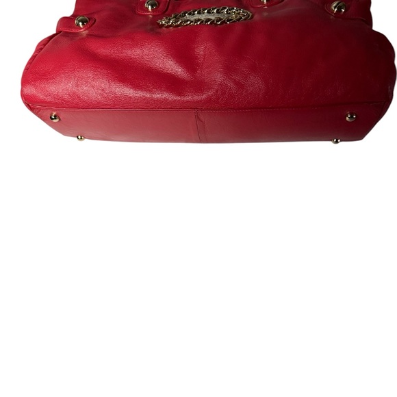 VTG Y2K Betsey Johnson Studded Tooled Red Leather Sachet Handbag Hobo Purse - Picture 6 of 9